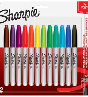 Sharpie Permanent Markers - Fine Tip x12 Colours