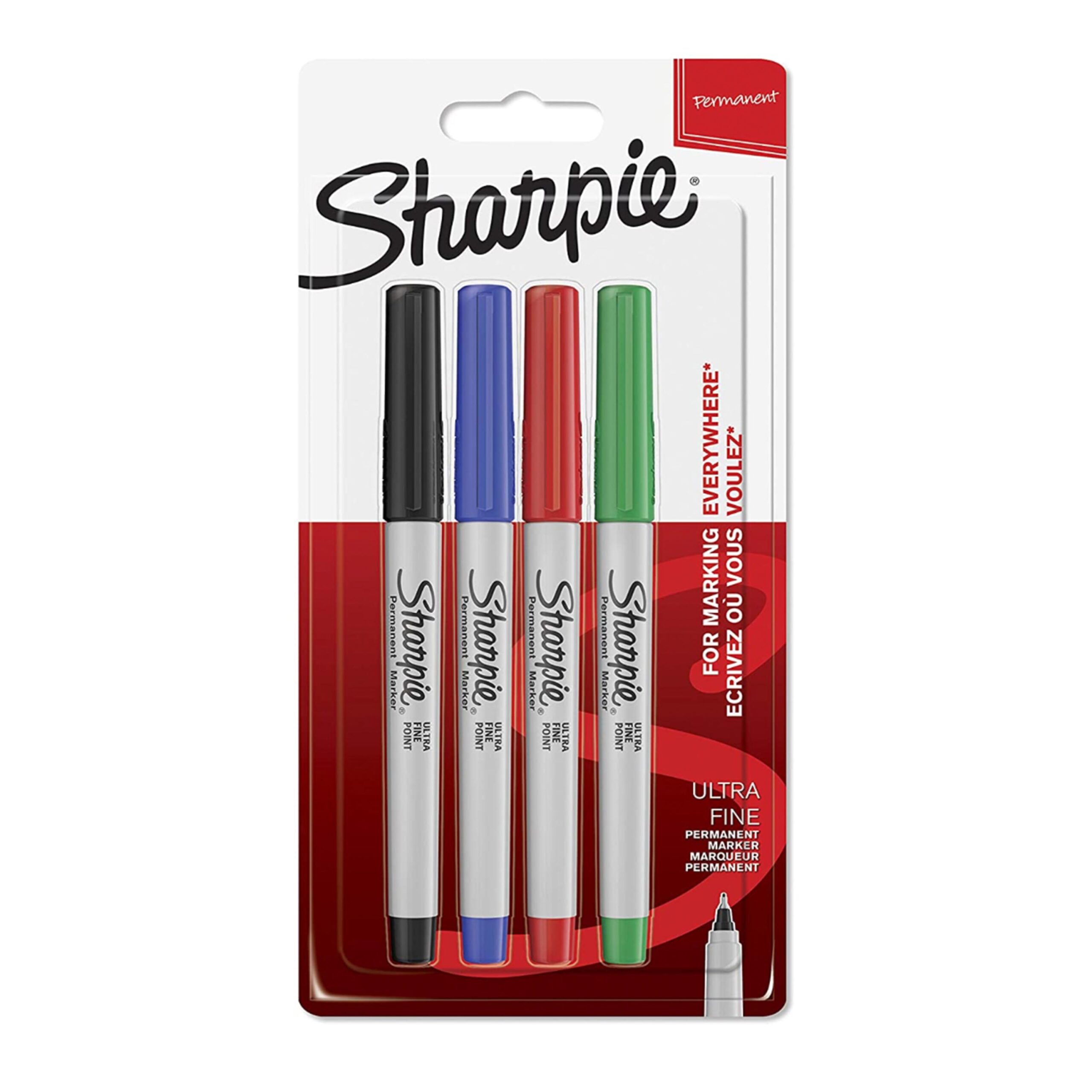 Sharpie Ultra Fine Point Permanent Marker, Thin Tip, Pack of 4 Colored  Markers 