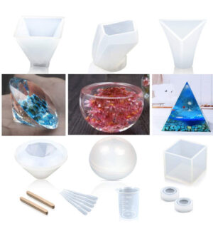 8 Pack Resin Casting Silicone Moulds with Measurement Cup, Sticks and Droppers