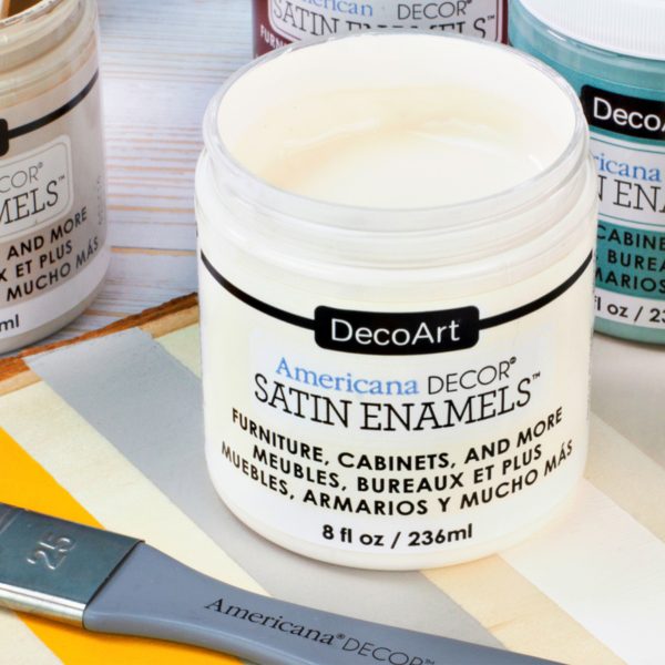 thumbnail image 2 of DecoArt Americana Decor Satin Enamel Paint - 8oz Pure White For Furniture & Home Decor 2 of 11